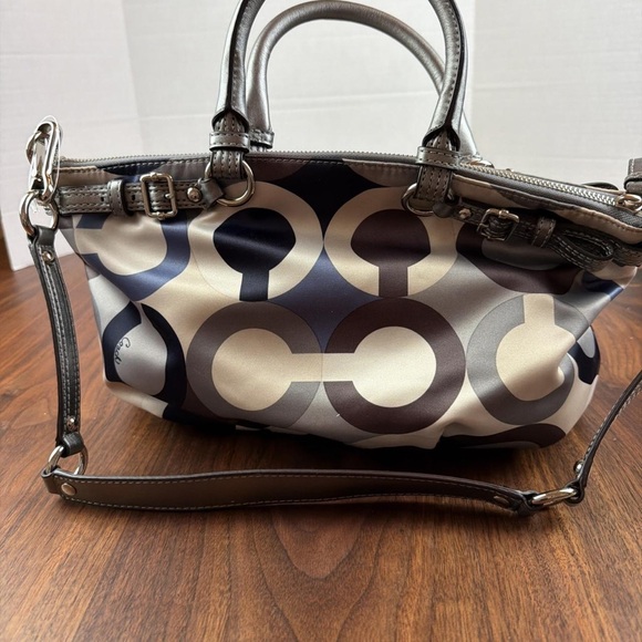 Coach Silver and Blue Patterned Satchel - Picture 2 of 4